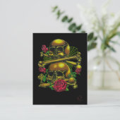 Carte postale Crânes, Toiles et Roses (Debout devant)