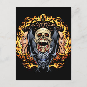 Carte Postale Crânes, vampires et chauves-souris Design gothique