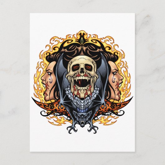 Carte Postale Crânes, vampires et chauves-souris personnalisable (Devant)