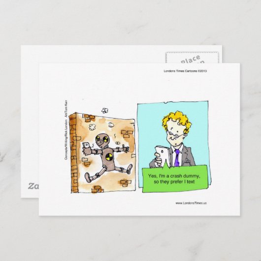 Carte Postale Crash Texte idiot drôle (Devant / Derrière)