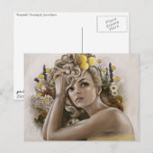 Carte postale "Craspedia" de peinture (Devant / Derrière)