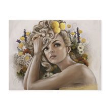 Carte postale "Craspedia" de peinture