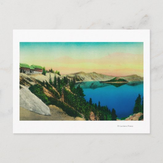 Carte Postale Crater Lake Lodge surplombant le lac (Devant)
