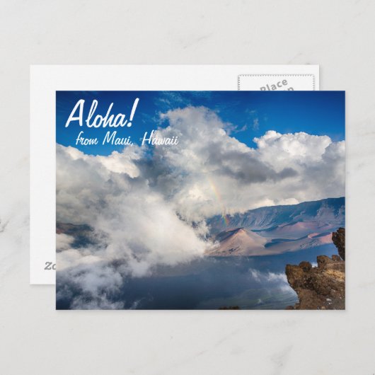 Carte Postale Cratère de Haleakala avec arc-en-ciel sur Maui, Ha (Devant / Derrière)