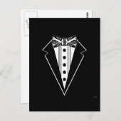 Carte Postale Cravate Bow noir et blanc avec Tux (Devant / Derrière)