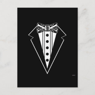 Carte Postale Cravate Bow noir et blanc avec Tux