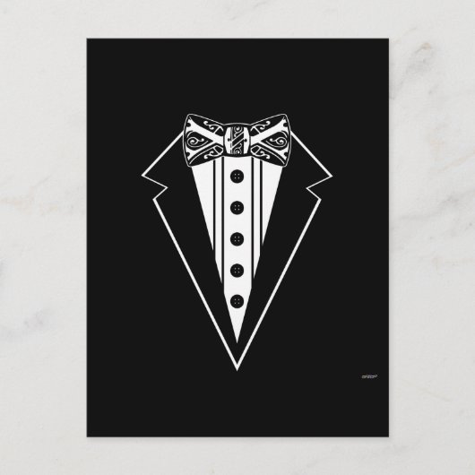 Carte Postale Cravate Bow noir et blanc avec Tux (Devant)
