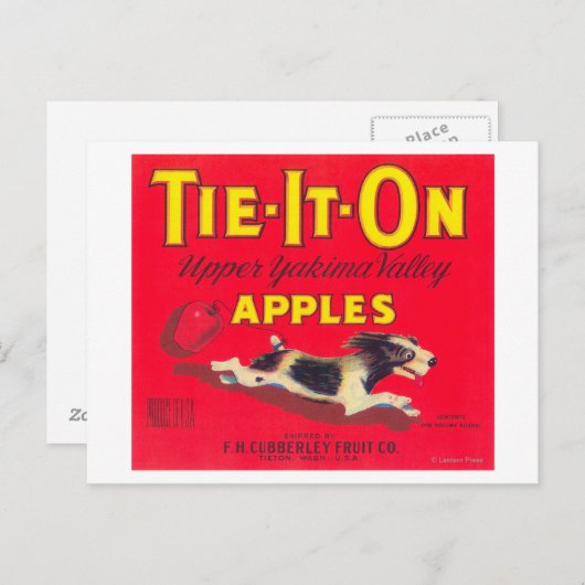 Carte Postale Cravate It On Apple Étiquette (rouge) - Tieton, WA (Devant / Derrière)
