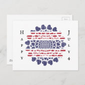 Carte Postale Cravate tie dye coeurs psychédéliques patriotiques (Devant / Derrière)