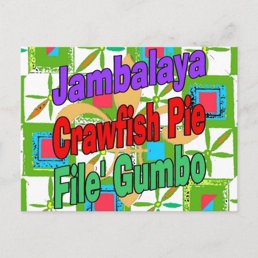Carte Postale Crawfish Pie Cajun Dish File' Gumbo Song (Devant)