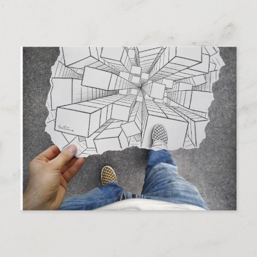 Carte Postale Crayon contre l'appareil-photo - vertige (Devant)