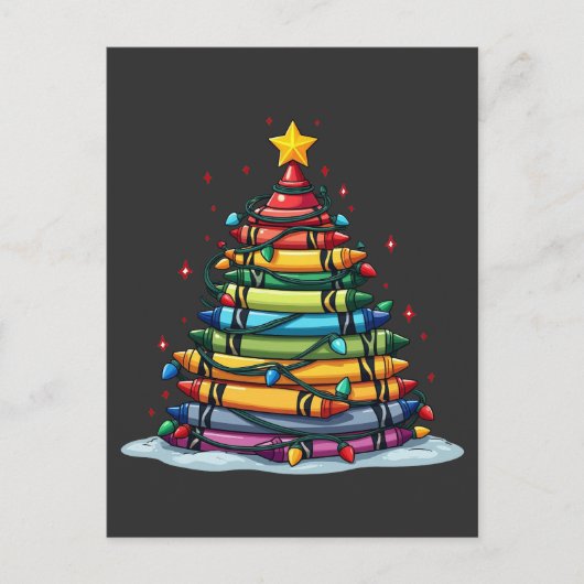 Carte Postale Crayon Noël Arbre Enseignant Noël Étudiant Noël (Devant)