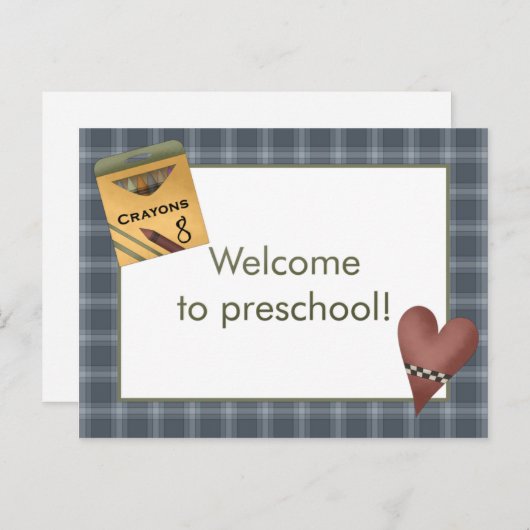 Carte Postale Crayons and Heart Welcome to Preschool Postcard (Devant / Derrière)