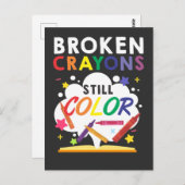 Carte Postale Crayons cassés Couleur encore Sensibilisation à la (Devant / Derrière)