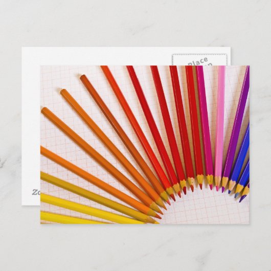 Carte Postale Crayons d'arc-en-ciel (Devant / Derrière)