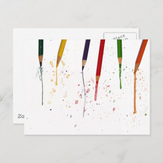 Carte Postale Crayons de couleur (Devant / Derrière)