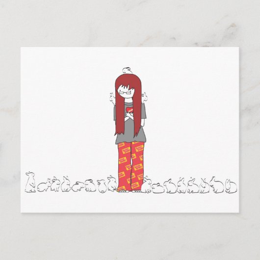 CARTE POSTALE CRAZY BUNNY LADY (Devant)