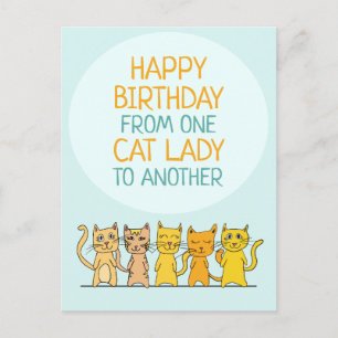 Carte Postale Crazy Cat Lady Joyeux Anniversaire