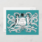 Carte Postale Crazy Chat lady Armoiries (Devant / Derrière)