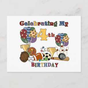 Carte Postale Crazy For Sports 4th Birthday T-shirts et cadeaux