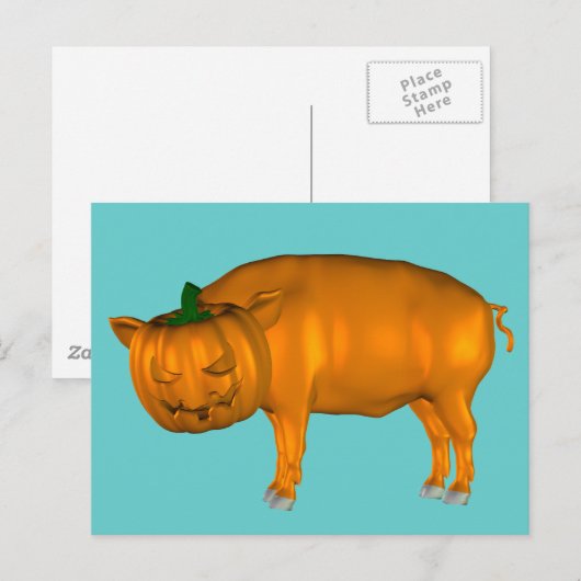 Carte Postale Crazy Halloween Cochon (Devant / Derrière)