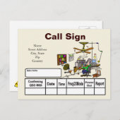 Carte Postale Crazy Ham Shack Cartoon QSL Card Personnaliser It! (Devant / Derrière)