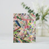 Carte Postale Crazy Quilt dans les couleurs du printemps (Debout devant)