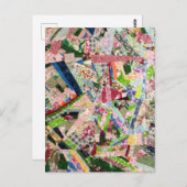 Carte Postale Crazy Quilt dans les couleurs du printemps (Devant / Derrière)