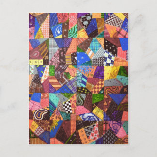 Carte Postale Crazy Quilt Patchwork Quilt Art géométrique Abstra