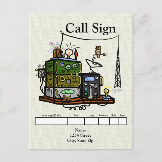 Carte Postale Crazy Radios et Owl QSL Card (Devant)