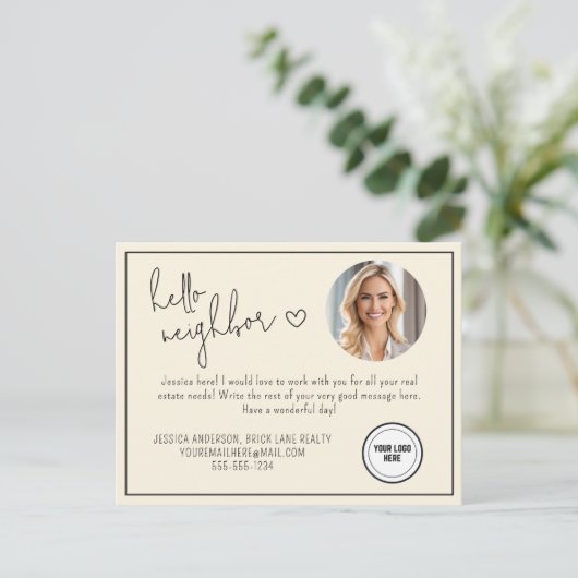 Carte Postale Cream Professional Hello Voisin Immobilier (Debout devant)