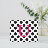 Carte Postale Create Your Own Black Polka Dot Hot Pink (Debout devant)