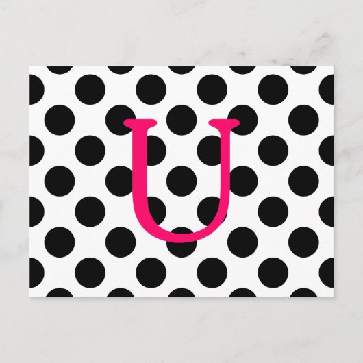 Carte Postale Create Your Own Black Polka Dot Hot Pink (Devant)