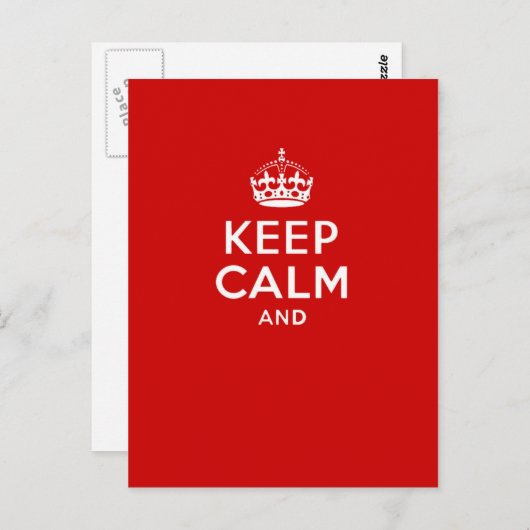 Carte Postale Create your own 'Keep Calm and carry on' crown red (Devant / Derrière)