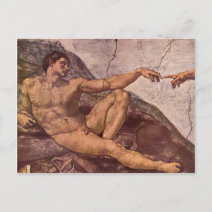 Carte Postale Création d'Adam en détail par Michel-Ange