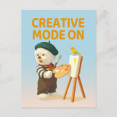 Carte Postale Creative Mode On: Painter Bichon Dog Artist Art (Devant)
