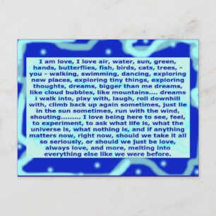 Carte Postale Creative Postcard 4a I am love, dreams, being here