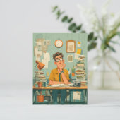 Carte Postale Creative Writer in Busy Office (Debout devant)