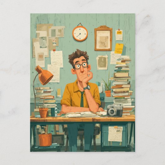 Carte Postale Creative Writer in Busy Office (Devant)