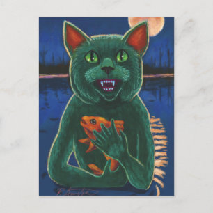 Carte Postale Créature de chat de la lagune noire