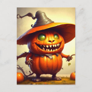 Carte Postale Créature de citrouille d'Halloween effrayante
