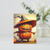 Carte Postale Créature de citrouille d'Halloween effrayante (Debout devant)
