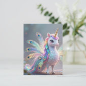 Carte Postale créature de fantaisie hybride licorne paon (Debout devant)