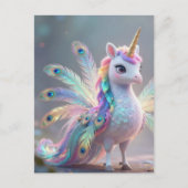 Carte Postale créature de fantaisie hybride licorne paon (Devant)