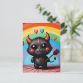 Carte Postale Créature de l'adorable petit diable en art IA (Debout devant)