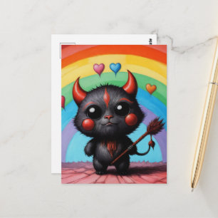 Carte Postale Créature de l'adorable petit diable en art IA