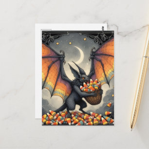 Carte Postale Créature d'Halloween avec des bonbons