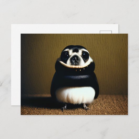 Carte Postale Créature hybride d'oiseaux de chien mignon (Devant / Derrière)