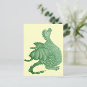 Carte Postale créature imaginaire mythique dragon vert mignon (Debout devant)