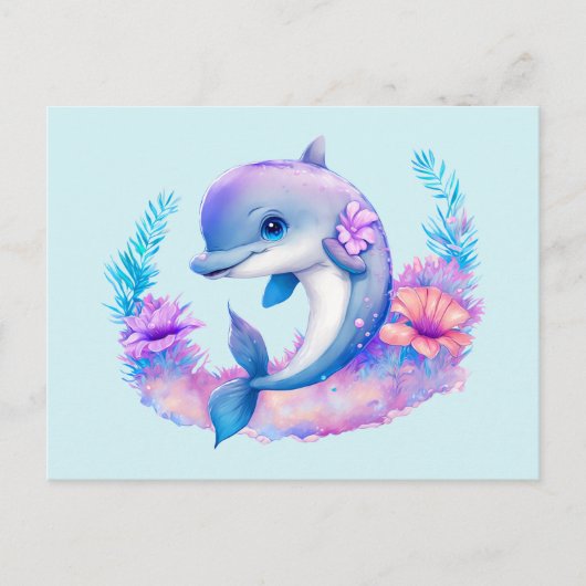 Carte Postale Créature Mer Dauphin Cute (Devant)